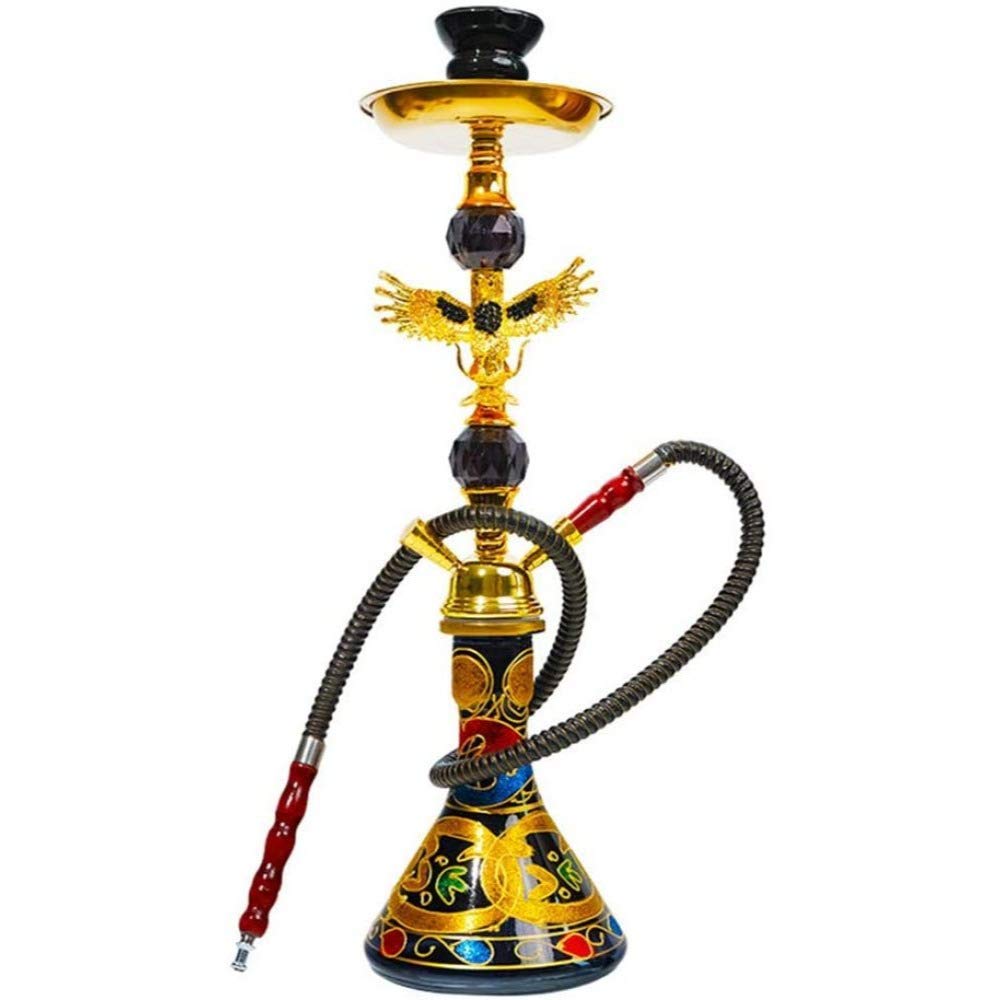 Premium Arabian Hookah Shisha Set - Eagle Style Glass Water Pipe with 4 Tubes for Home, Bar & Party Use | Non-Toxic & Nicotine-Free Smoking Accessories (Black) | Perfect for Relaxation, Social Gatherings & Lounge Settings