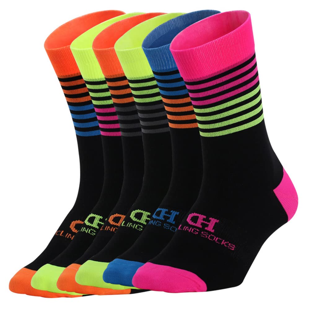 Cycling Socks for Men & Women - Breathable Bike Riding Socks for XC, MTB & BMX - Athletic Ankle Socks in Orange, Pink, Blue, Green & Grey - Perfect for Road Cycling & Mountain Biking
