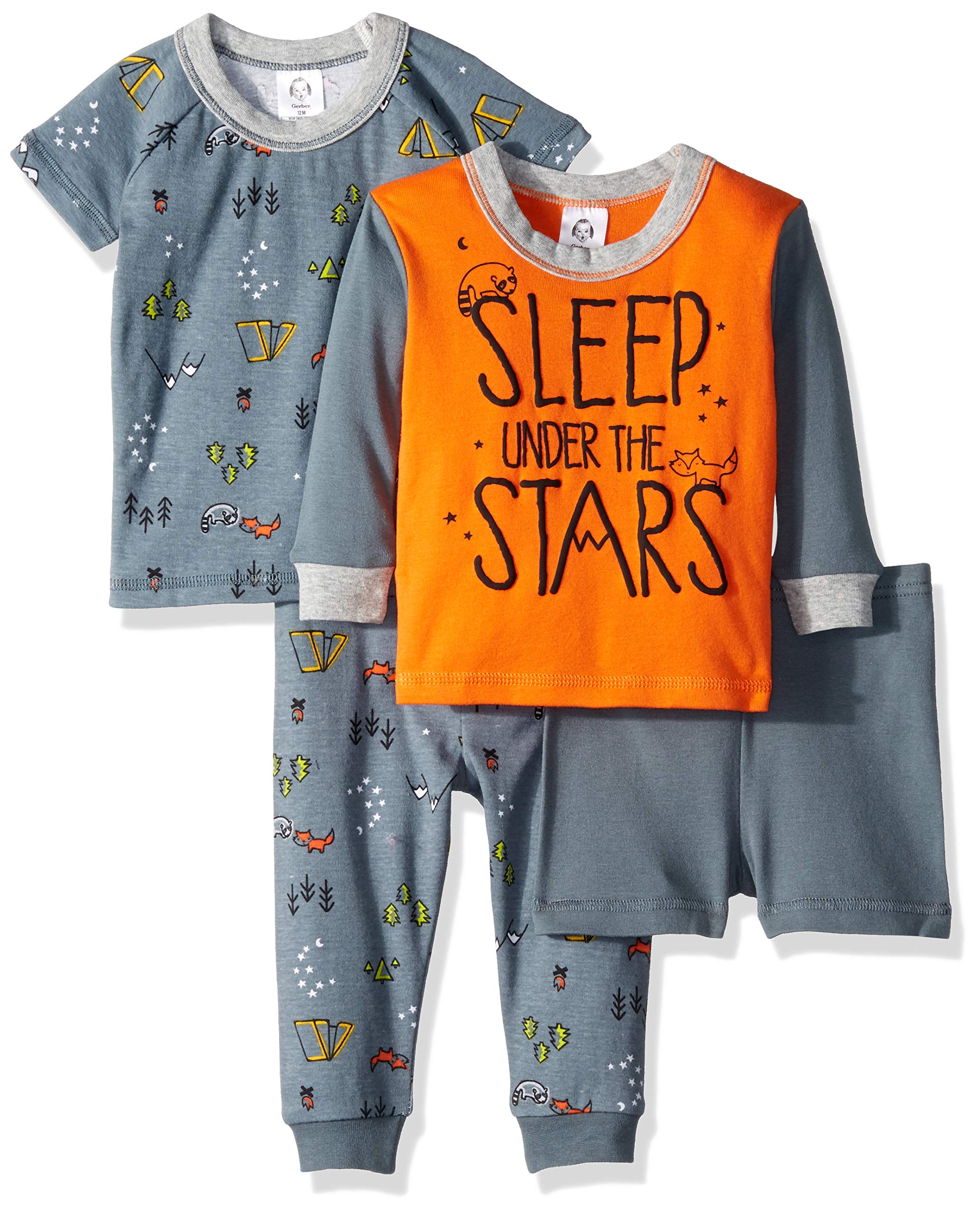 Gerber Baby Boys' 4-Piece Pajama Set - Soft Cotton Sleepwear for Toddlers & Infants - Perfect for Bedtime, Lounging & Nursery Comfort