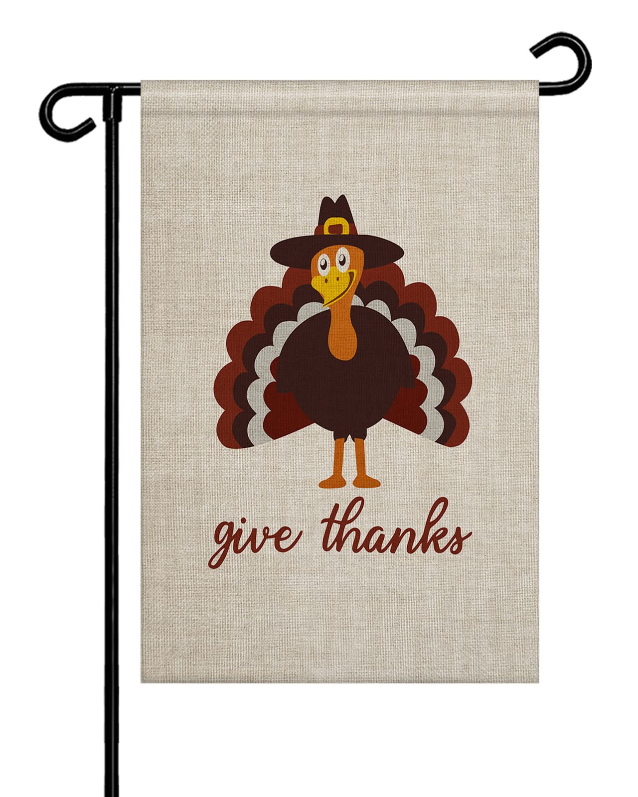 Seven Roses Thanksgiving Turkey Double-Sided Burlap Garden Flag - Farmhouse Give Thanks Welcome Banner 28x40 Inch Seasonal Vertical Yard Decor for Patio, Lawn & Outdoor Fall Decorations | Perfect for Thanksgiving, Autumn Harvest & Farmhouse Style Home Decor