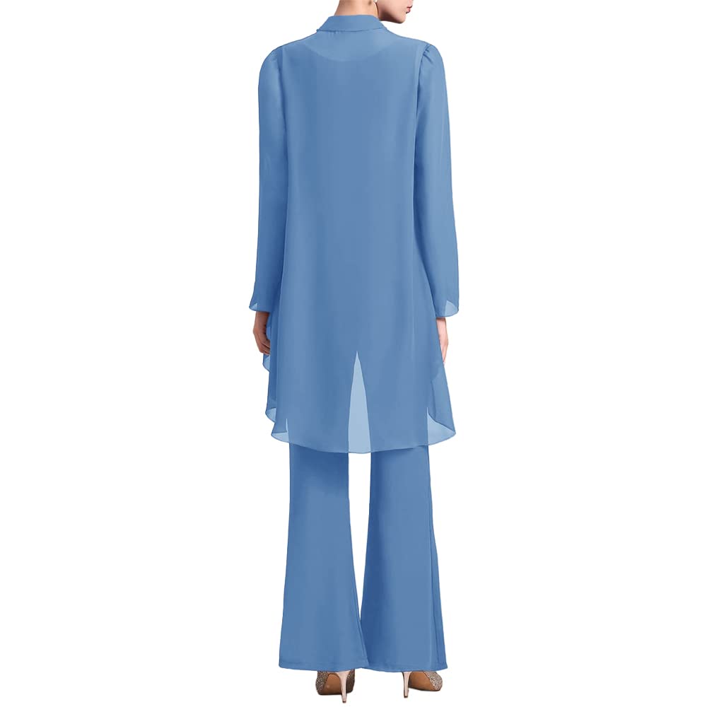 Zongqiven Women's 3-Piece Chiffon Pant Suit Set for Mother of The Bride - Elegant Wedding Guest Outfit for Evening Parties & Formal Occasions