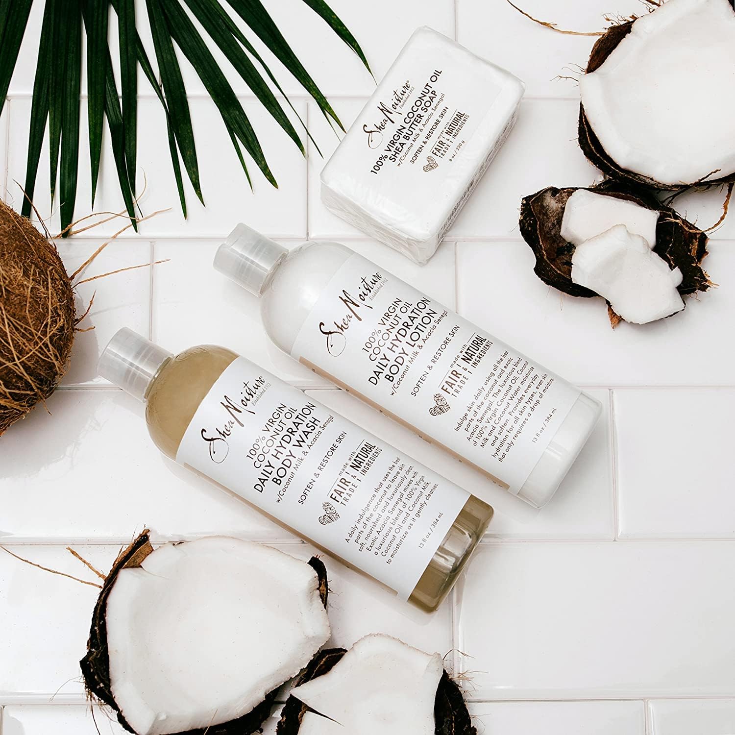 SheaMoisture Shea Butter Body Wash Bar Soap - 6 Pack | Moisturizing & Cleansing Bar Soap with 100% Virgin Coconut Oil, Coconut Milk, Shea Butter & Acacia Senegal | Gentle Skin Care for Dry Skin, Softening & Restoring | Perfect for Shower, Bath & Travel (8 Oz Each)