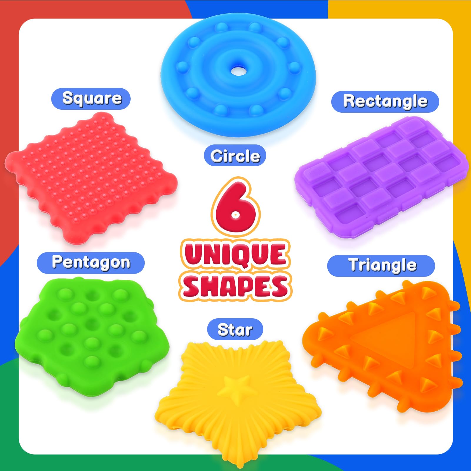 6 Pack Silicone Sensory Fidget Toys for Kids - Stress Relief & Anxiety Toys for Autism, ADHD & Special Needs Children | Tactile Calming Toys for Toddlers | Perfect for Classroom, Travel & Home Use
