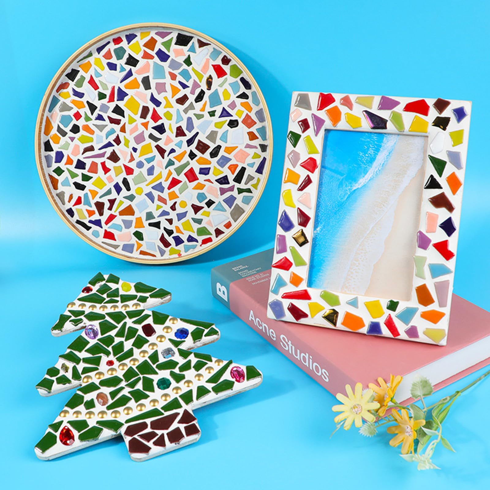 200g Light Green Ceramic Mosaic Tiles for DIY Crafts - 0.2