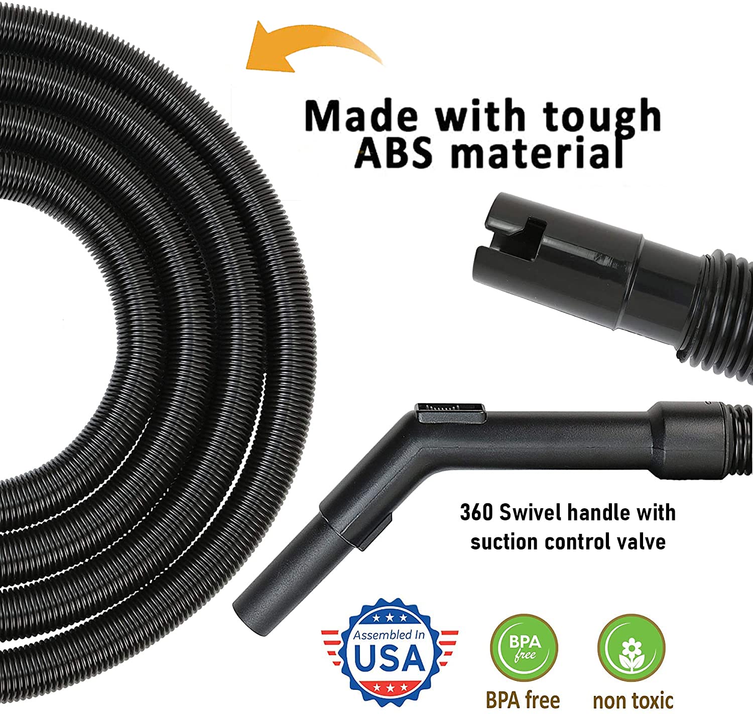 Oreck XL Canister Vacuum Hose Replacement - 3ft Swivel Hose Compatible with Shurlok & Friction Buster B Handheld Models - Perfect for Deep Cleaning Carpets, Furniture & Tight Spaces
