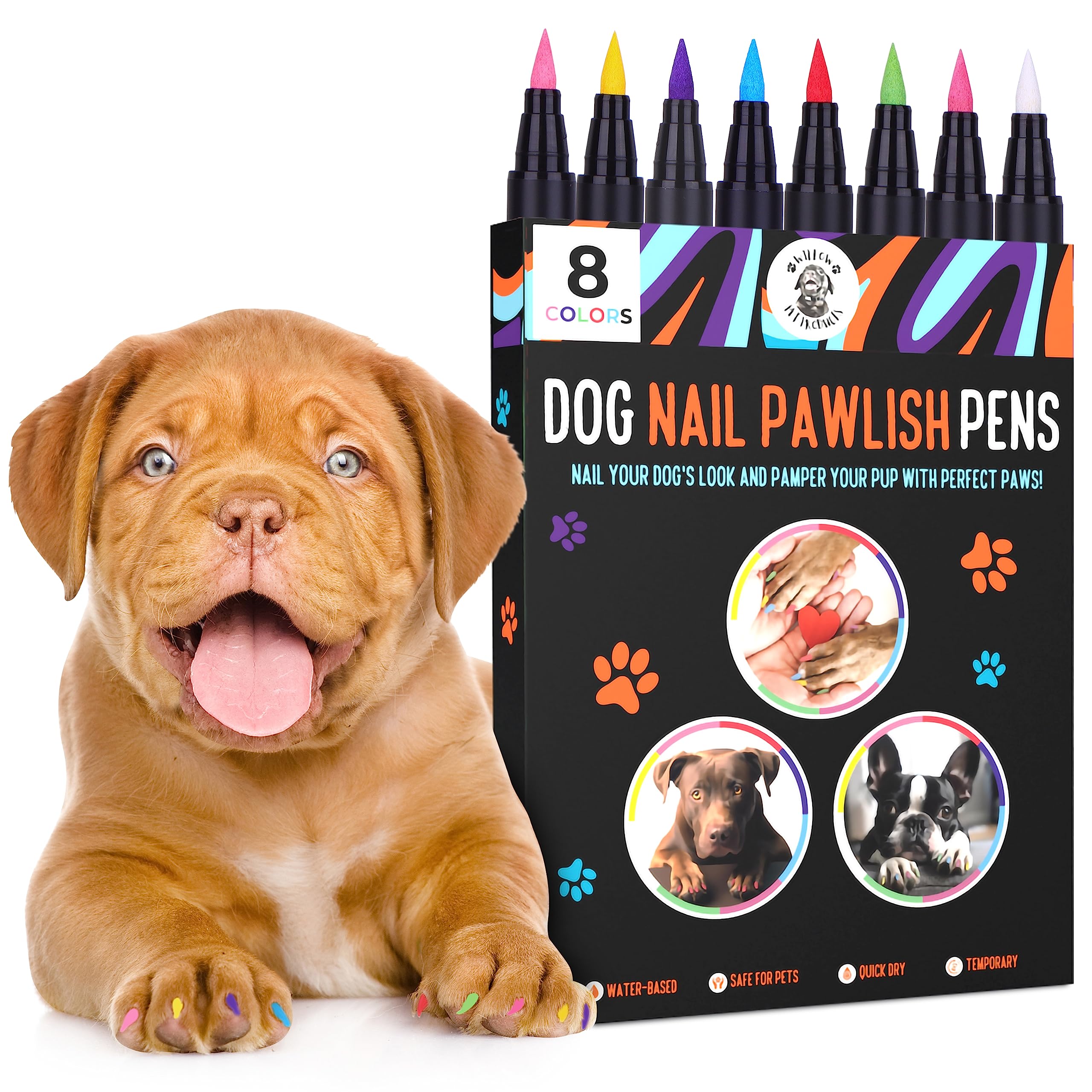 **Quick-Dry Dog Nail Polish Pens - 8 Vibrant Colors for Dogs & Cats | Safe, Easy-to-Apply Pet Nail Polish | Fast-Drying & Non-Toxic | Perfect for Grooming, Pet Spa Days & Stylish Pet Accessories**