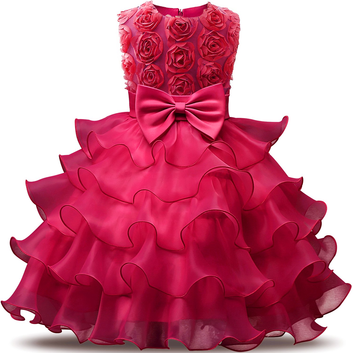 NNJXD Girls' Ruffled Lace Party Dress for Weddings & Special Occasions - Perfect for Birthday Parties, Pageants, and Formal Events