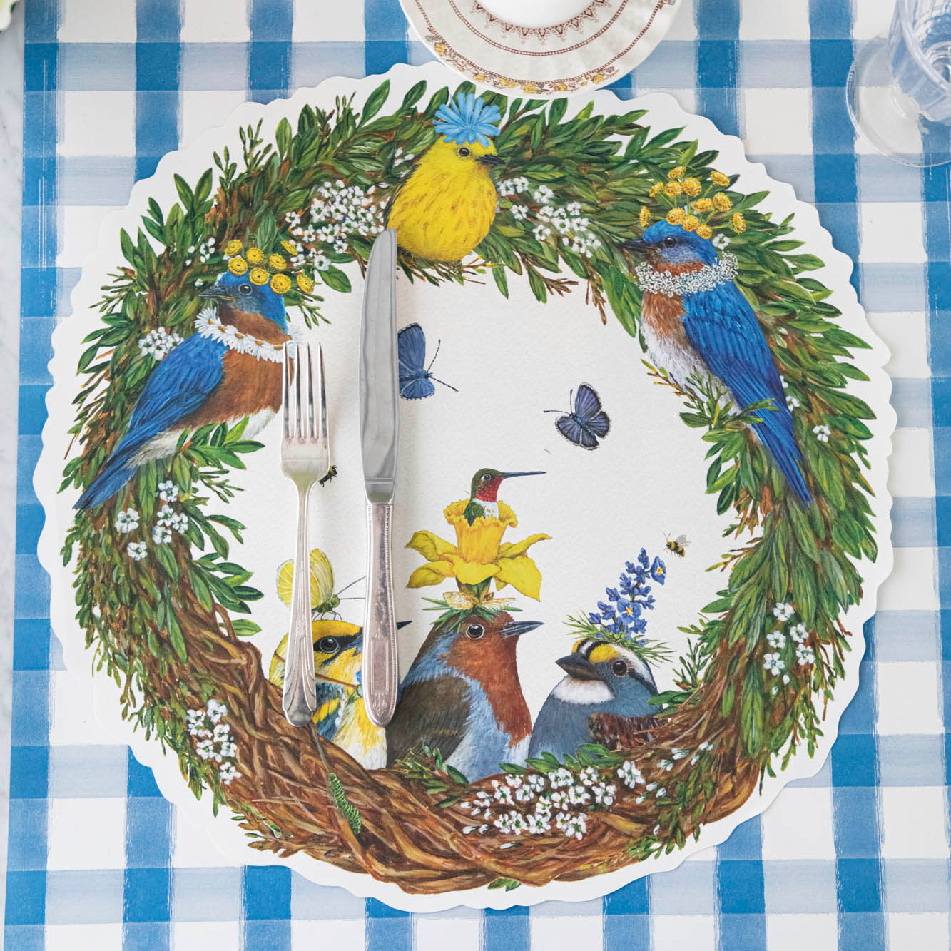 Songbird Wreath Placemat - Laser Cut Floral Table Decor for Spring & Summer Dining - Perfect for Easter, Mother's Day & Wedding Table Settings