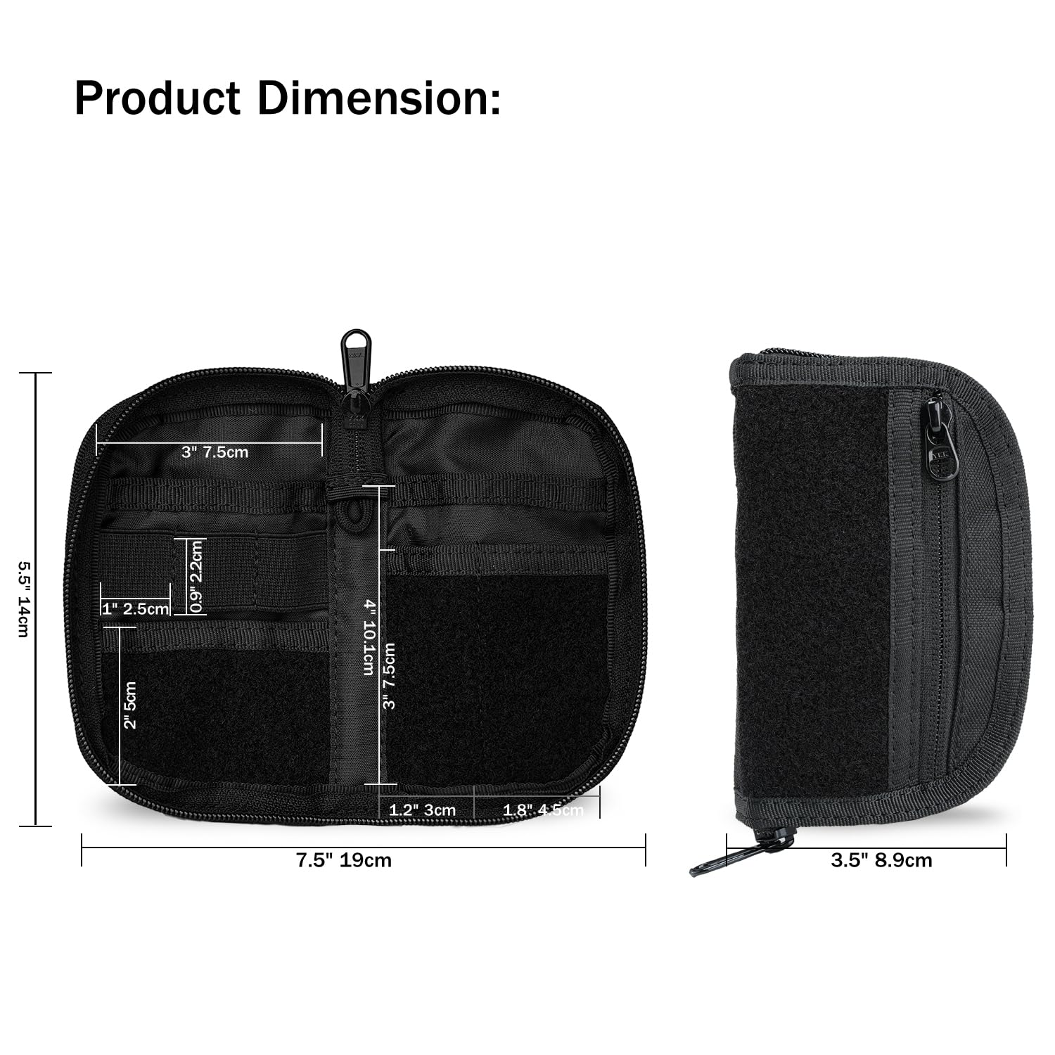 VIPERADE VE21 EDC Pouch - 6 Pocket Nylon Tool Organizer with Hook & Loop Closure, Compact Multitool Pouch for Everyday Carry (Black) - Perfect for Camping, Hiking, Work & Outdoor Gear Organization
