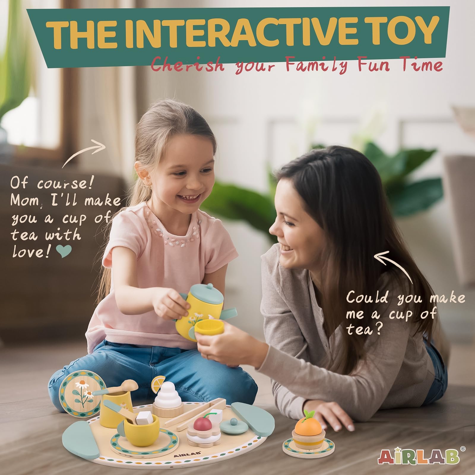 Wooden Tea Set for Toddlers Age 3-6 | Pretend Play Kitchen Toy for Girls & Boys | Princess Birthday Gift for 2-5 Year Olds | Educational Wooden Play Food Set for Kids | Perfect for Tea Parties, Role Play & Early Learning