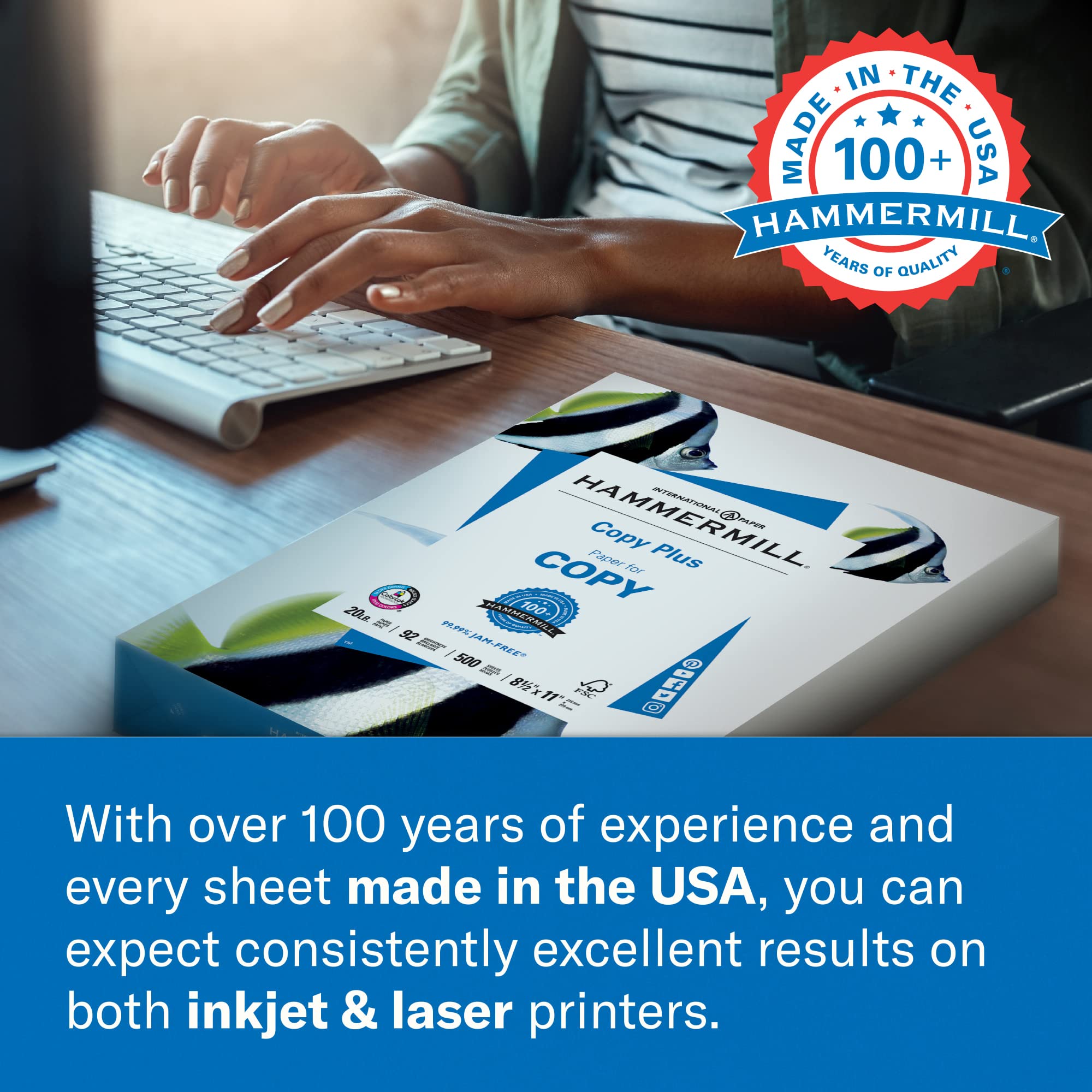 Hammermill Premium Multipurpose Printer Paper 20 lb, 8.5 x 11 - 10 Ream (5,000 Sheets) - 97 Bright White, Acid-Free, Made in USA - Ideal for Office Documents, School Projects & Home Printing