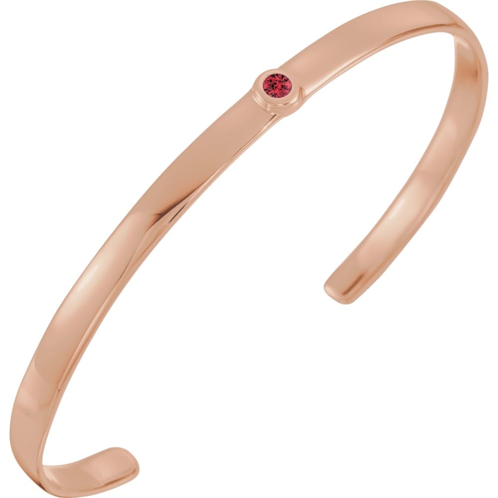 14K Rose Gold Natural Ruby Cuff Bracelet - 6 Inch Adjustable Luxury Jewelry for Women, Perfect for Weddings, Anniversaries & Special Occasions