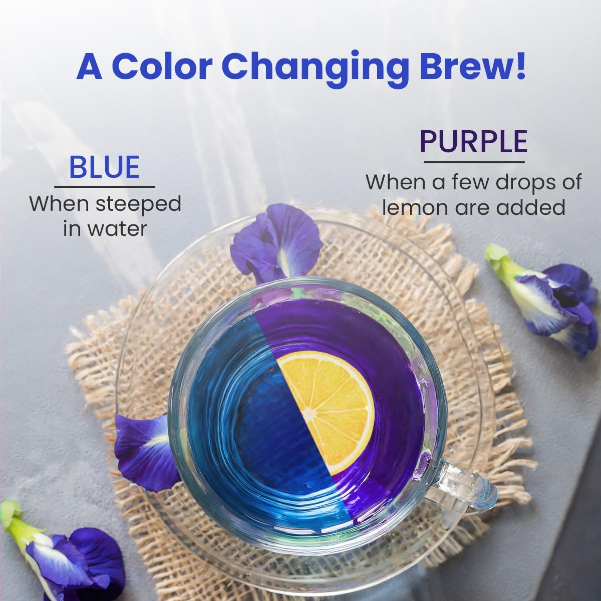 Organic Blue Tea with Ashwagandha - 30 Pyramid Tea Bags for Hot & Iced Drinks, Mocktails & Wellness - Eco-Friendly Tin Packaging - Perfect Gift for Tea Lovers & Health Enthusiasts | Great for Relaxation, Stress Relief & Detox