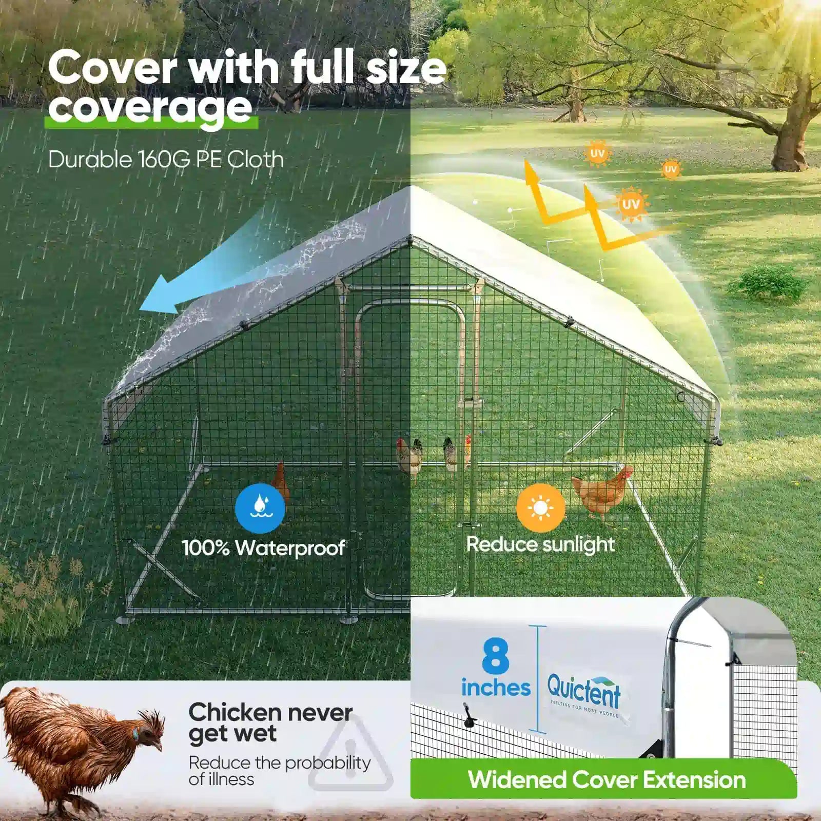 Large Metal Chicken Coop Run - Durable Outdoor Poultry Pen for Hens & Roosters - Perfect for Backyard Farming & Free Range Chicken Keeping