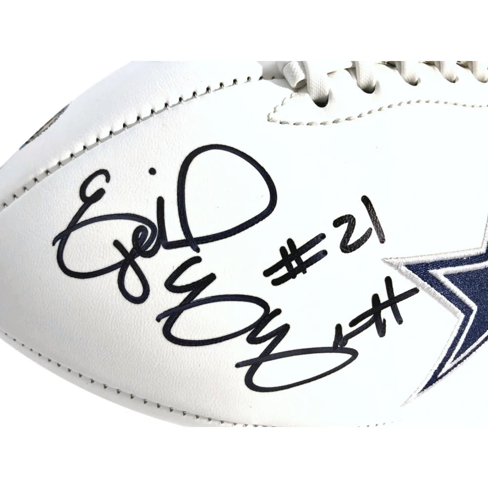 Authentic Ezekiel Elliott Signed Dallas Cowboys White Logo Football with COA - Perfect for NFL Memorabilia Collectors & Dallas Cowboys Fans - Display in Home, Office, or Man Cave