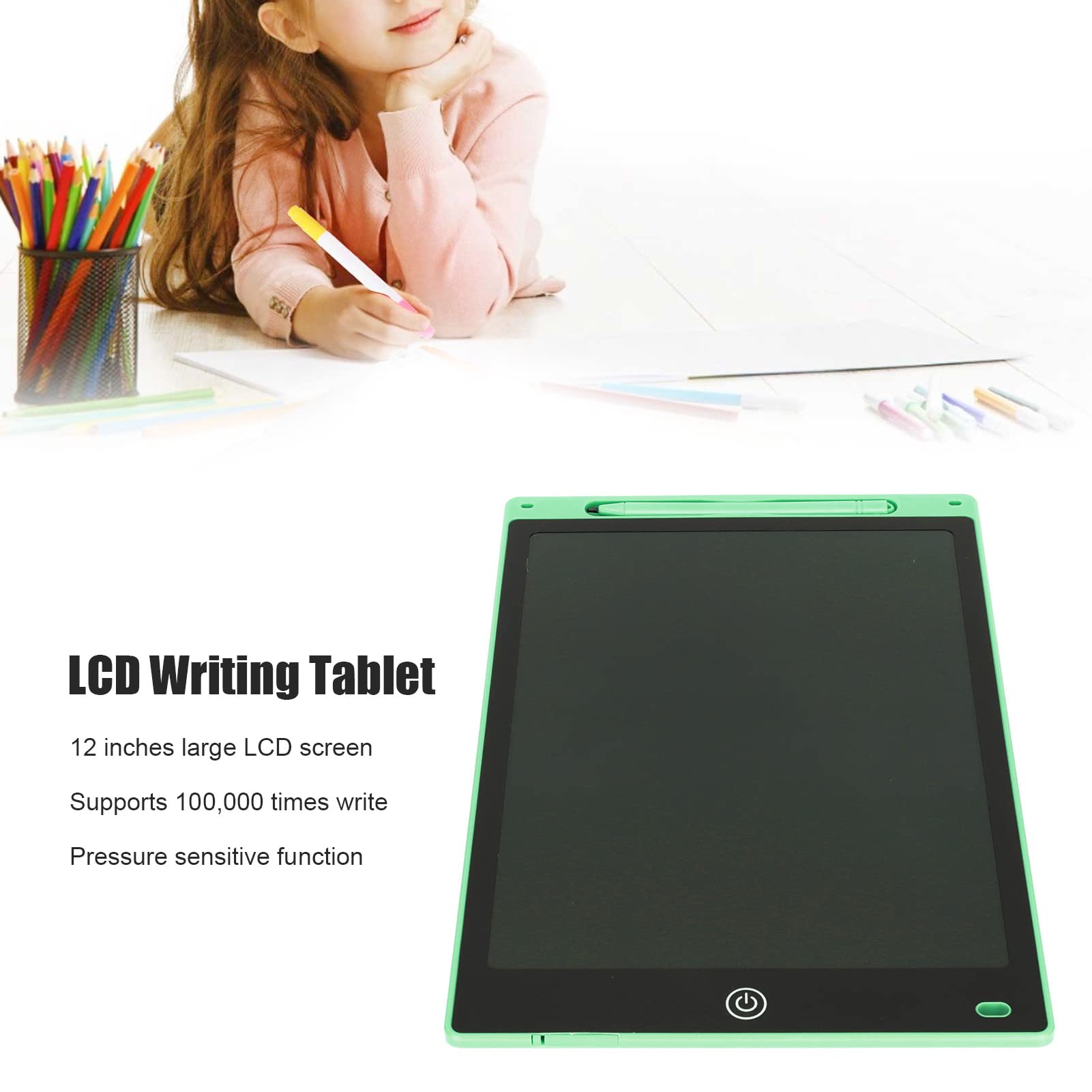 LCD Writing Tablet for Kids - 10 Inch Digital Drawing Board, No Radiation & Safe for Office, School, Home Use - Green | Perfect for Notes, Sketches & Learning Activities
