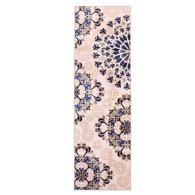 Thalia Damask Medallion Non-Slip Washable Indoor Area Rug - Soft Living Room Carpet, Bedroom Runner, Home Decor for Cozy Spaces