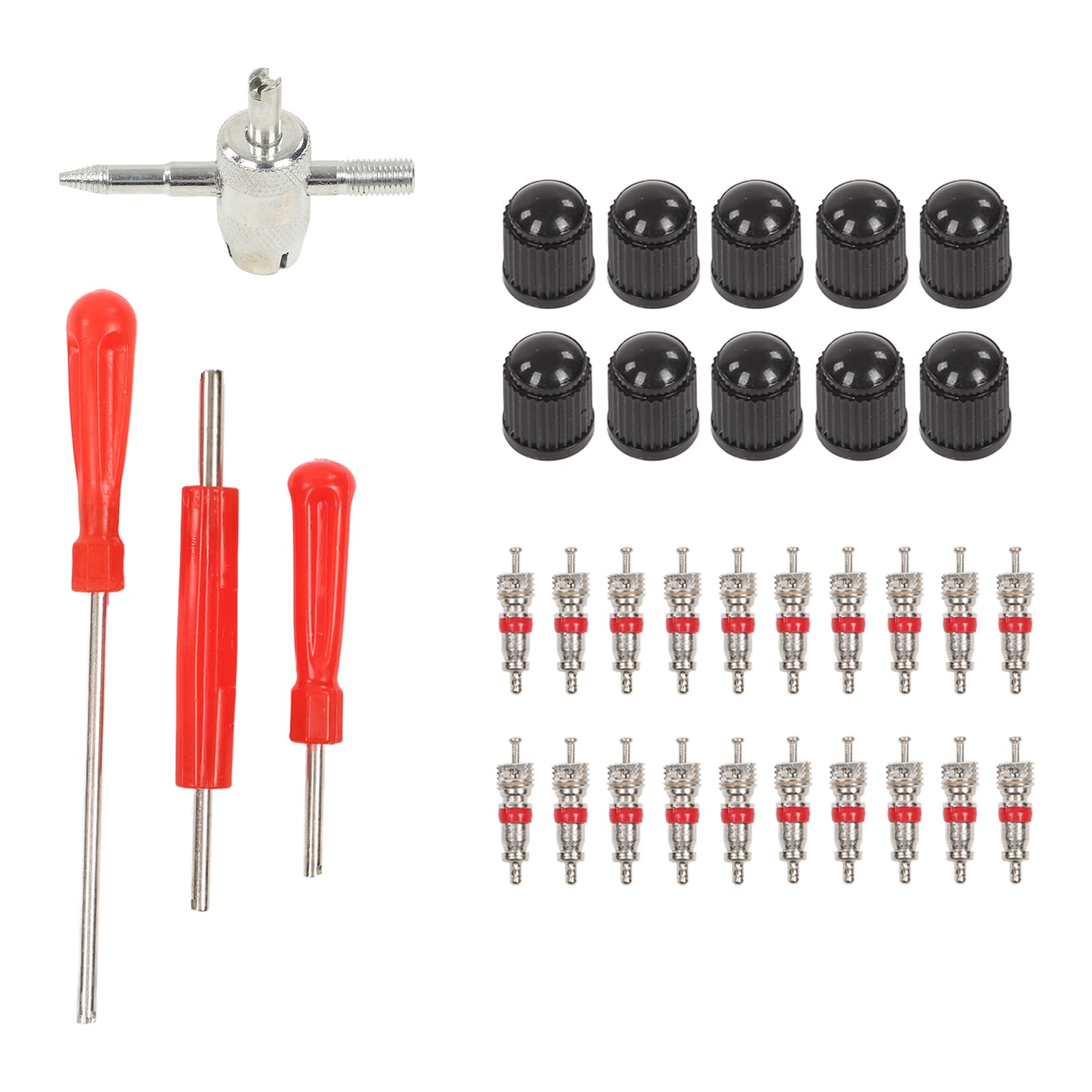 34pcs Universal Valve Stem Removal Tool Kit - Tire Valve Stem Installer & Remover for RVs, Bicycles, Automobiles | Professional Auto Repair Tool for Tire Maintenance & Emergency Roadside Repairs