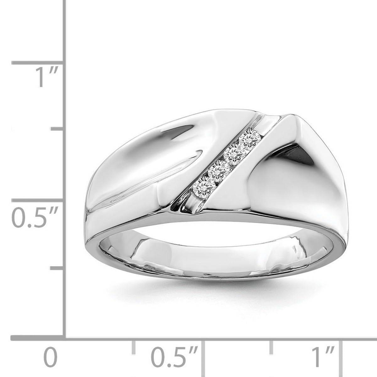 925 Sterling Silver Rhodium Plated Diamond Men's Ring - Polished Wedding Band for Him, Anniversary Gift, Engagement Jewelry for Boyfriend & Husband - Perfect for Proposals, Date Nights & Special Occasions