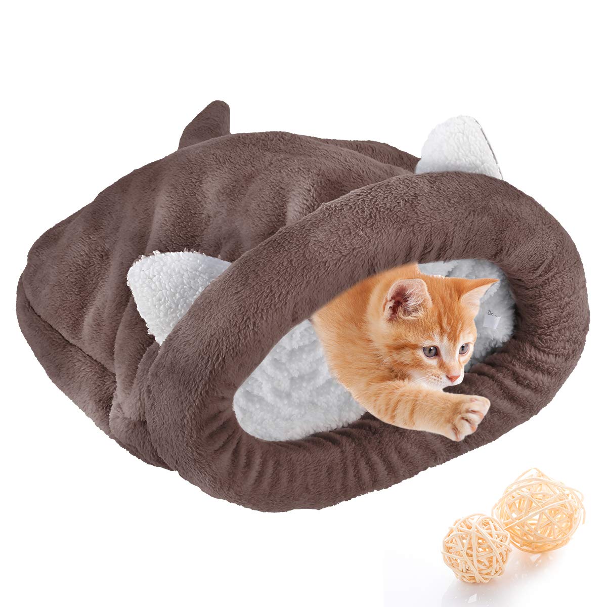 Yunnyp Self-Warming Pet Cave Bed - Cozy Covered Sleeping Bag for Cats & Small Dogs | Perfect for Indoor Comfort, Winter Warmth & Anxiety Relief