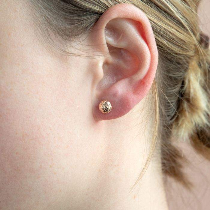 9ct Rose Gold Diamond Cut 7mm Stud Earrings for Women - Elegant Everyday Jewelry Gift for Her - Perfect for Weddings, Parties & Special Occasions