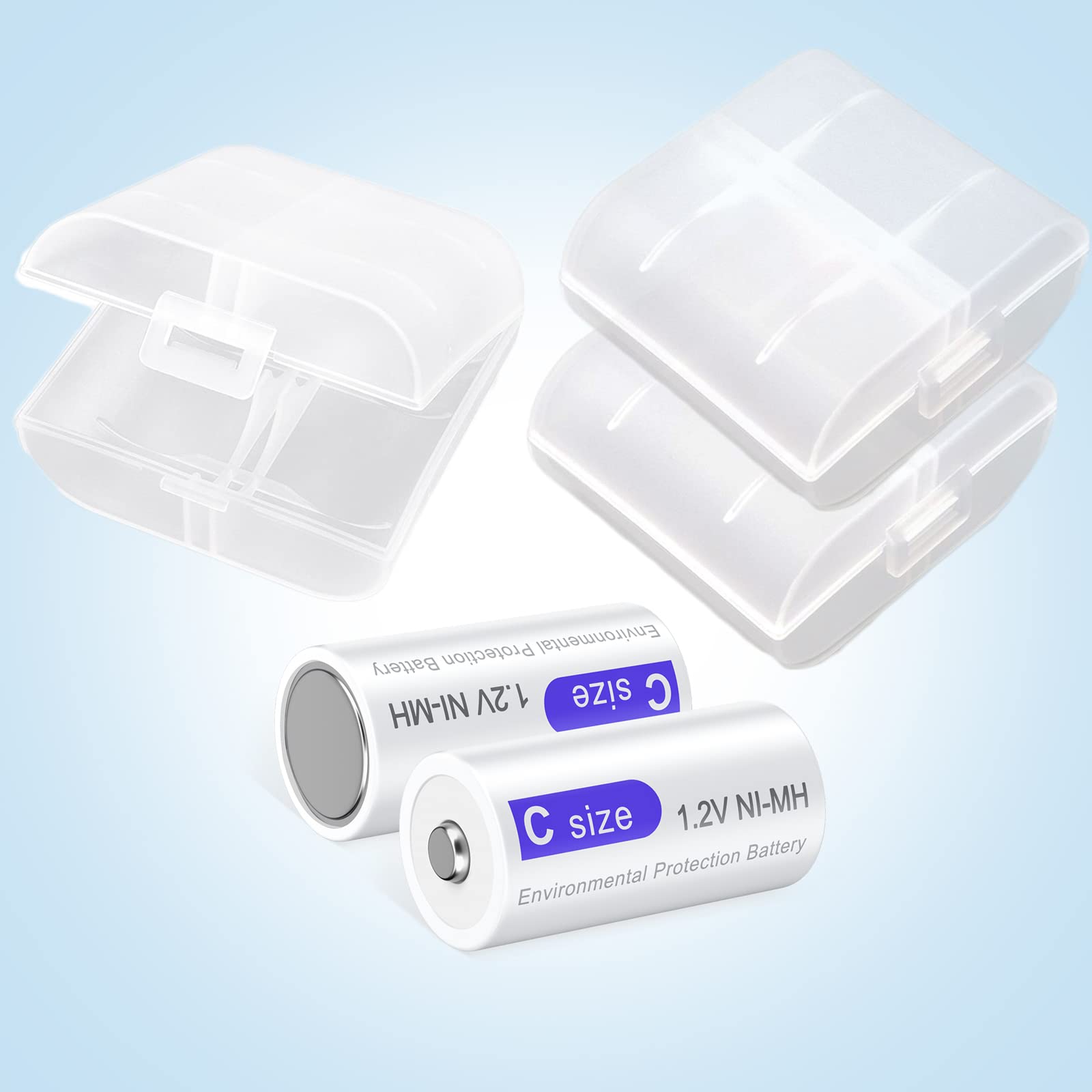 6-Pack 4000mAh Rechargeable C Batteries - NiMH 1.2V C Size Batteries with 1200 Cycles & Low Self Discharge - Perfect for Flashlights, Toys, Radios & Emergency Devices