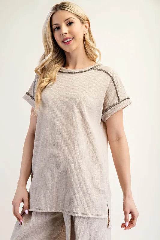 Celeste Plus Size Relaxed Fit Textured Short Sleeve Top for Women | Comfortable Casual Blouse for Everyday Wear, Office & Outings
