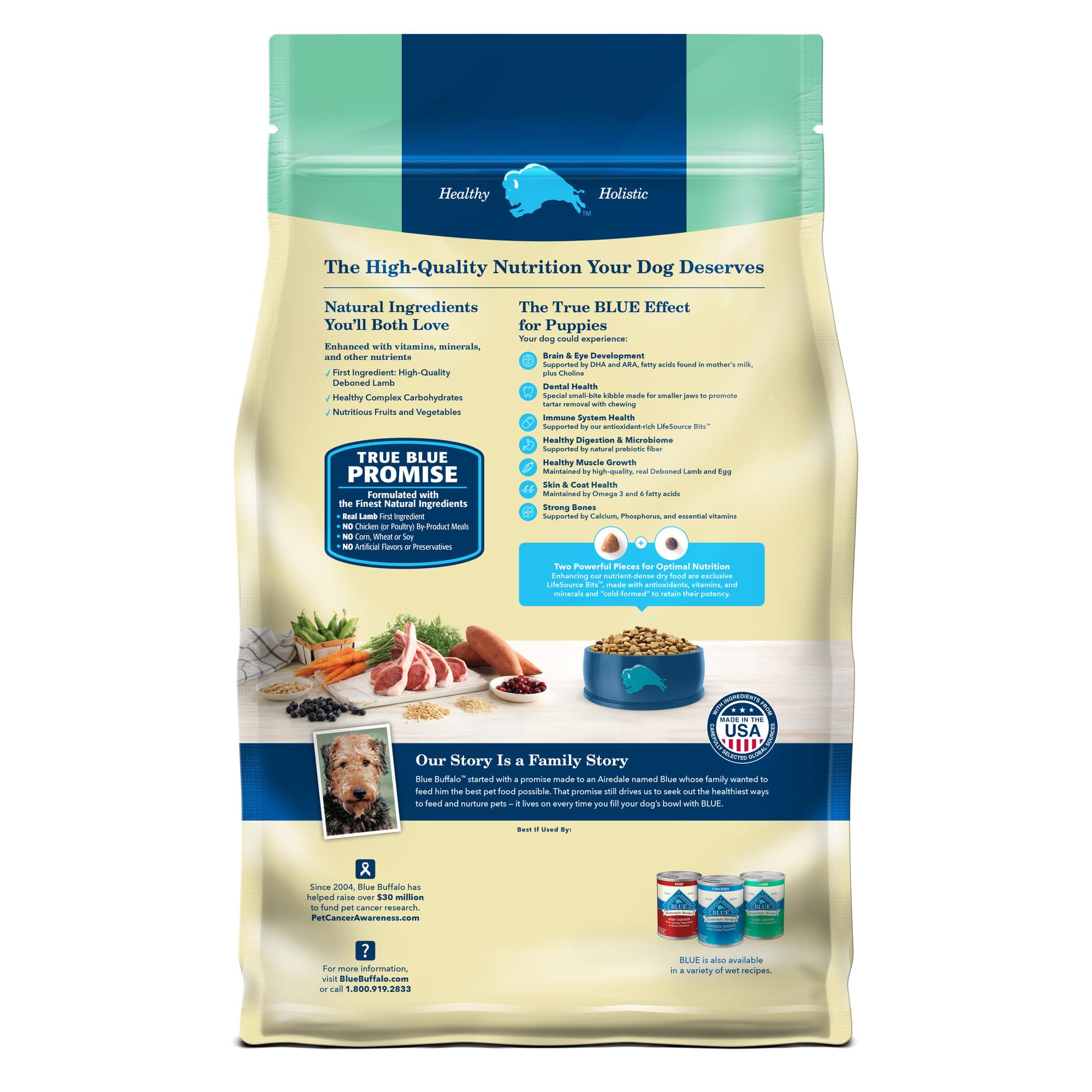 Blue Buffalo Life Protection Formula Puppy Dry Dog Food with DHA & ARA - Natural Lamb & Oatmeal Recipe for Healthy Growth - 30lb Bag - Perfect for Training, Weaning & Daily Nutrition