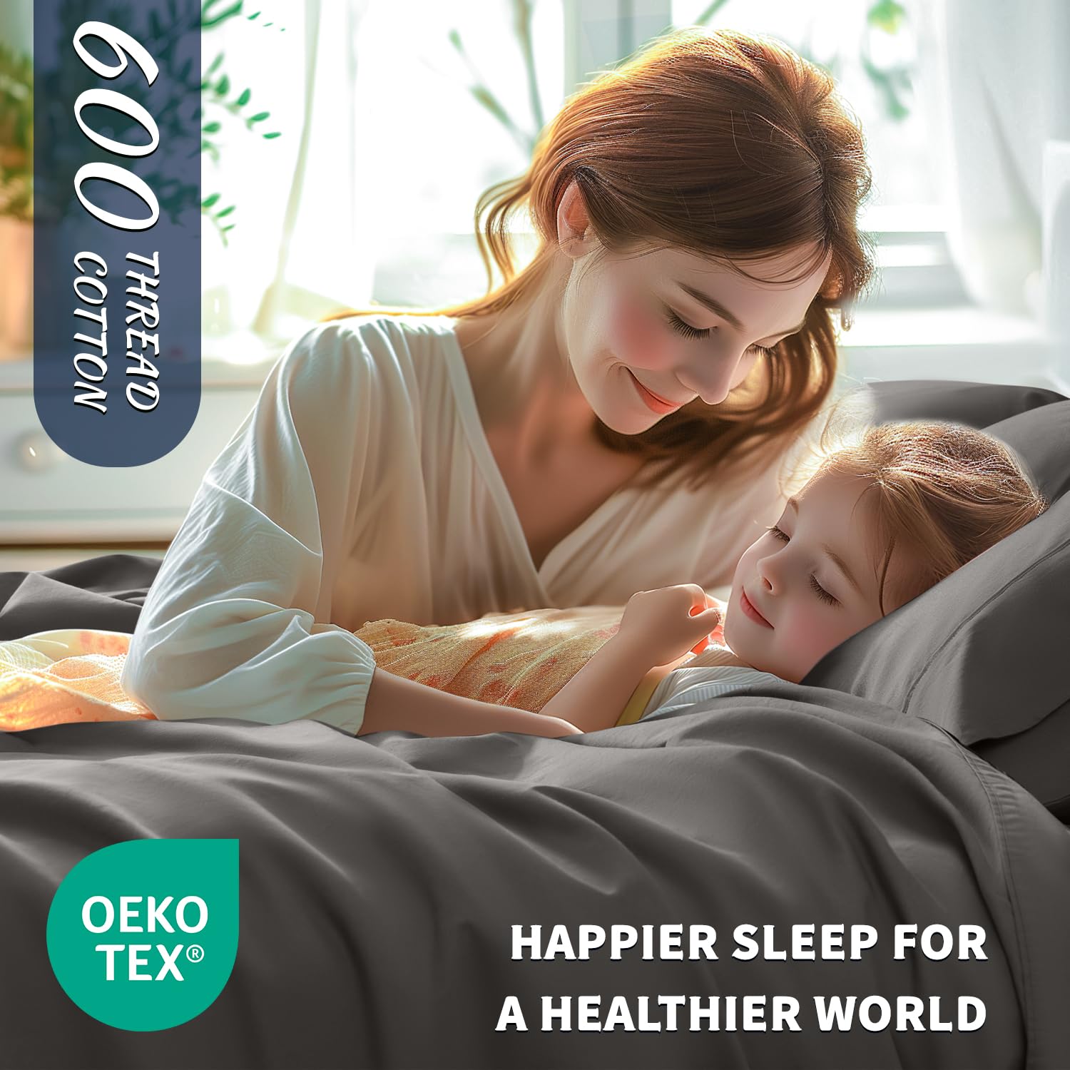 Premium 100% Egyptian Cotton Queen Size Sheet Set - 600 Thread Count Luxury Bedding, Breathable & Cooling 5-Star Hotel Quality Sheets with 16