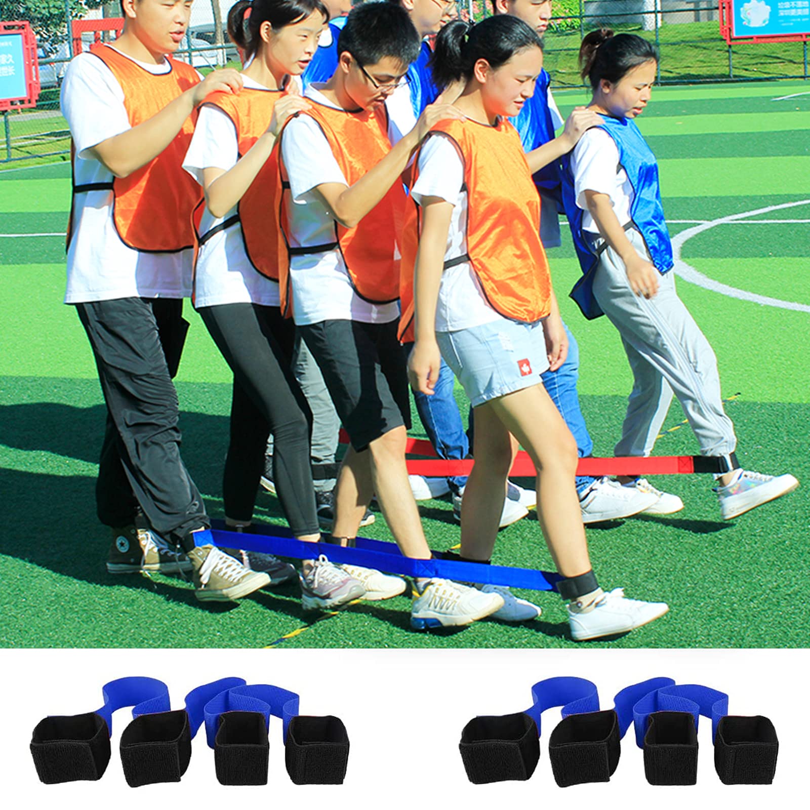 4 Legged Race Bands for Adults & Kids - Adjustable Running Leg Ties for 3-Legged Race, Outdoor Team Sports, Field Day Games, School Competitions & Birthday Party Activities - Perfect for Family Fun, PE Class & Group Challenges