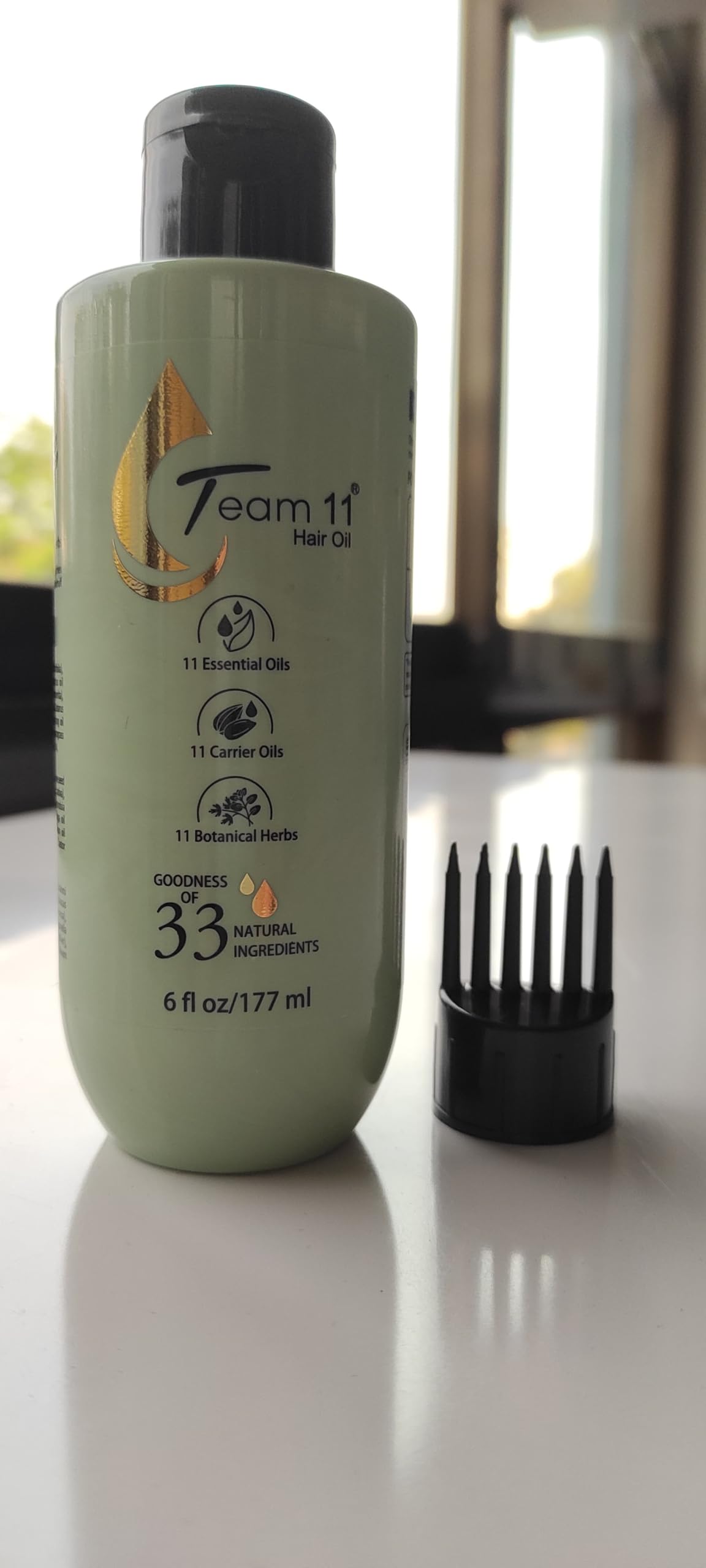 Team 11 Hair Growth Oil - Natural Blend with Argan, Jojoba, Rosemary & Castor Oils | Herbal Infusion with Amla, Brahmi & Bhringraj | 6oz for Stronger, Healthier Hair | Perfect for Daily Scalp Massage & Split End Treatment