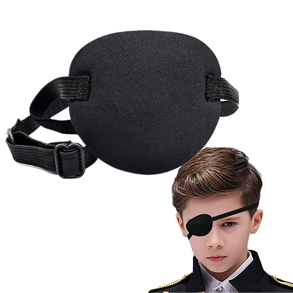 **Pirate Eye Patch for Kids & Adults - Adjustable, Soft & Comfortable Lazy Eye Patch for Children, Orthoptic Eye Cover for Halloween & Christmas Costume (Black) - Perfect for Pirate Parties, Dress-Up & Amblyopia Therapy**