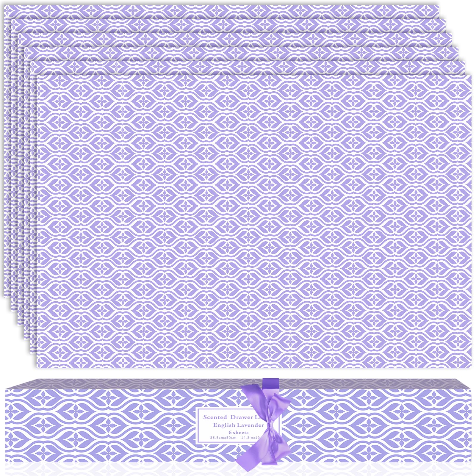 SCENTORINI Lavender Scented Drawer Liners - 6 Pack Fragrant Non-Adhesive Paper Sheets | Fresh Home & Closet Organizer for Dressers, Wardrobes, Cabinets | Perfect for Bedroom, Bathroom & Laundry Room Storage