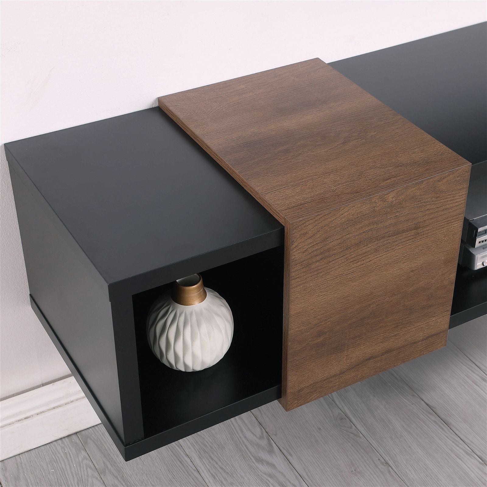 Tauris™ Dronus 1800 Floating TV Stand - Wall Mounted Entertainment Center with Hovering Design in Black - Perfect for Living Room, Bedroom & Home Theater Setup