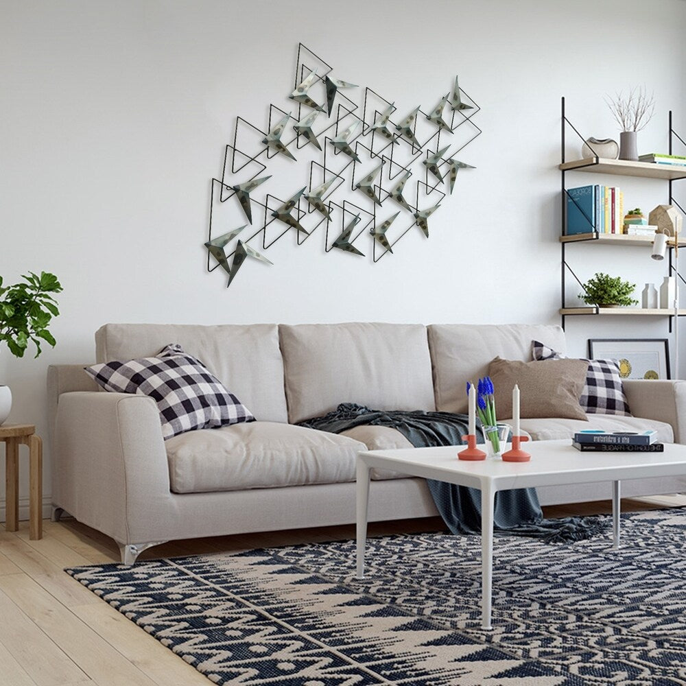 Hand-Painted Etched Metal Wall Sculpture - Arrows Design - Modern Home & Office Decor for Living Room, Bedroom, or Entryway