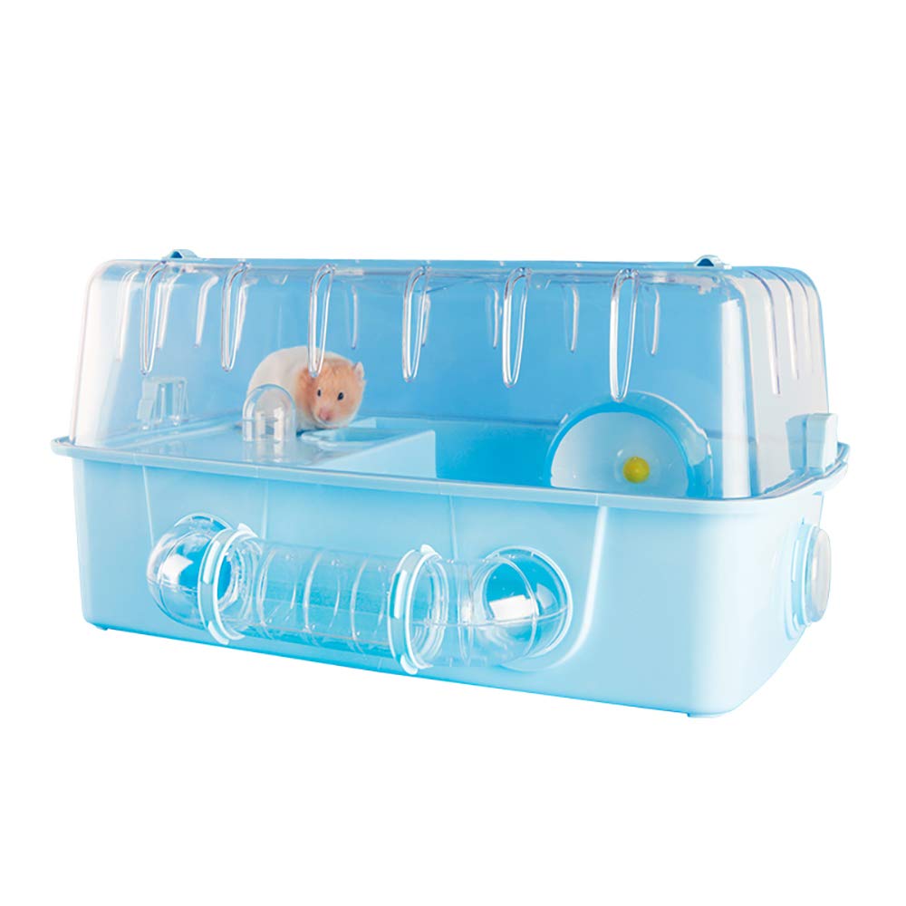 Acrylic Transparent Hamster Cage with Double Drawer & Tunnel - Spacious Rodent Home for Hamsters, Squirrels, Chinchillas - Gold Wire Design with Feeding Accessories & Toys | Perfect for Small Pet Habitats & Play Areas