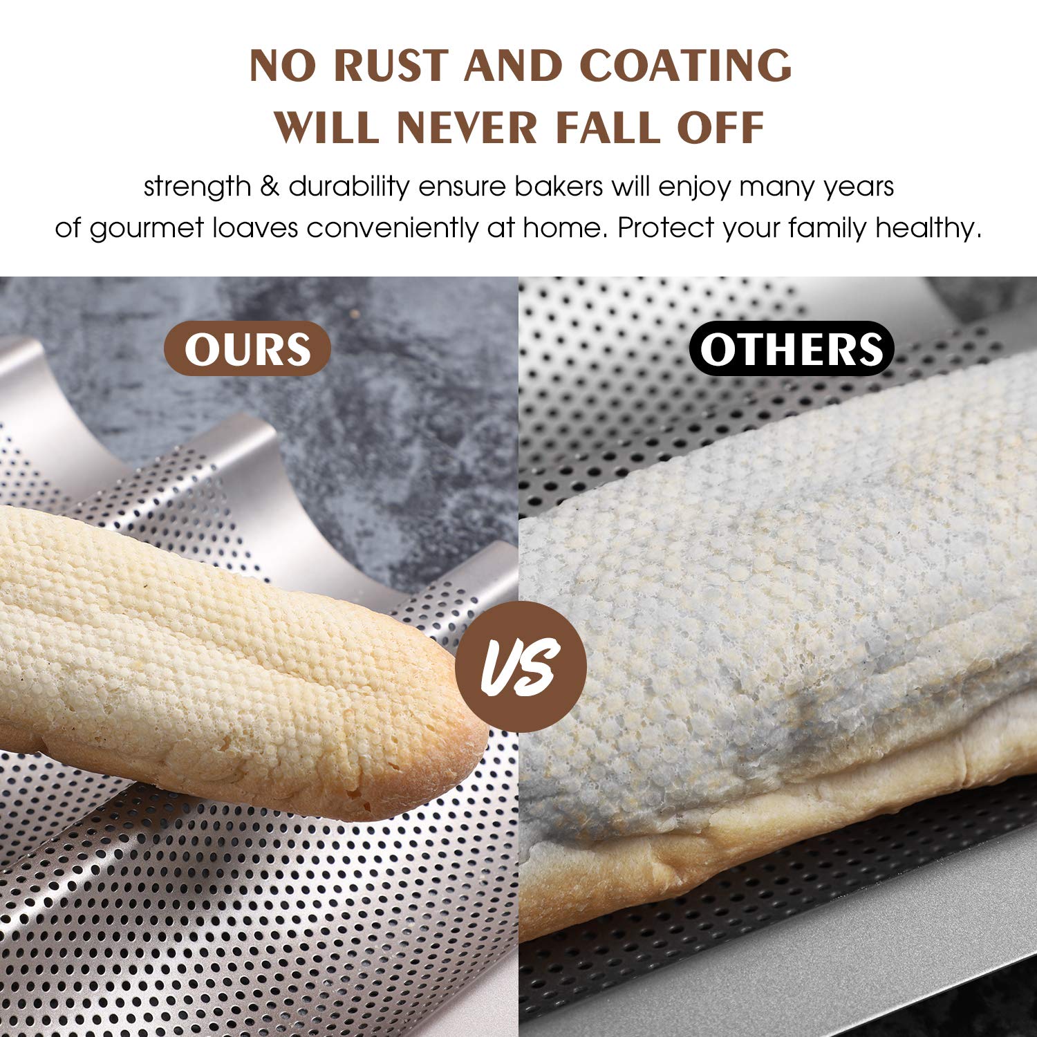 Nonstick French Baguette Pan - 3 Slot Perforated Italian Loaf Bread Baking Mold for Perfect Golden Crust | Ideal for Home Baking, Restaurants & Artisan Bread Making