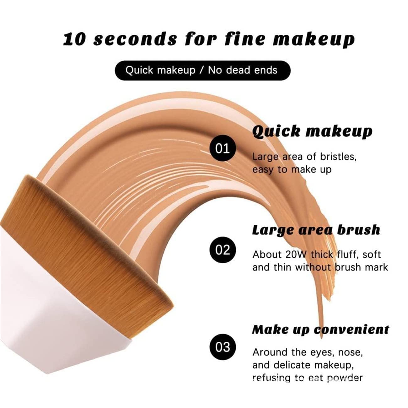 Flat Kabuki Makeup Brush for Foundation & Creams - Black & Pink - Perfect for Blending & Contouring