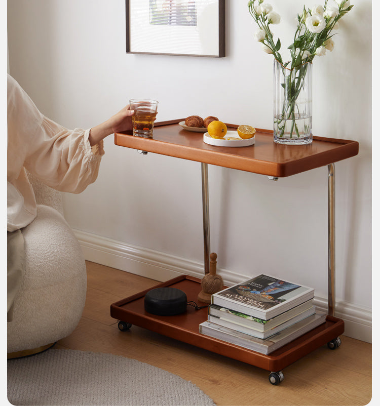 Solid Wood C-Shaped Side Table - Beech, Ash, Oak, Poplar - Modern End Table for Living Room, Bedroom & Office