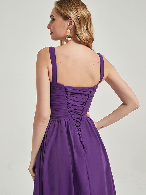Elegant Desert Rose Wide Straps Sleeveless V-Neck Pleated Bridesmaid Dress - Perfect for Weddings, Formal Events & Special Occasions