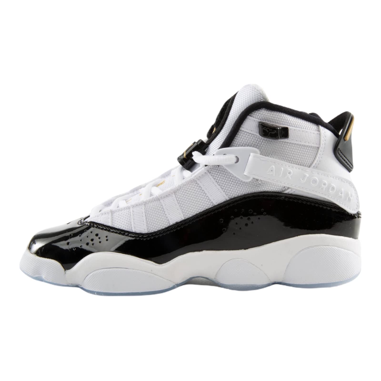Nike 6 Rings DMP Grade School GS Basketball Shoes - Black, White & Gold (CW6994-100) | Retro Style for Kids' Sports & Casual Wear