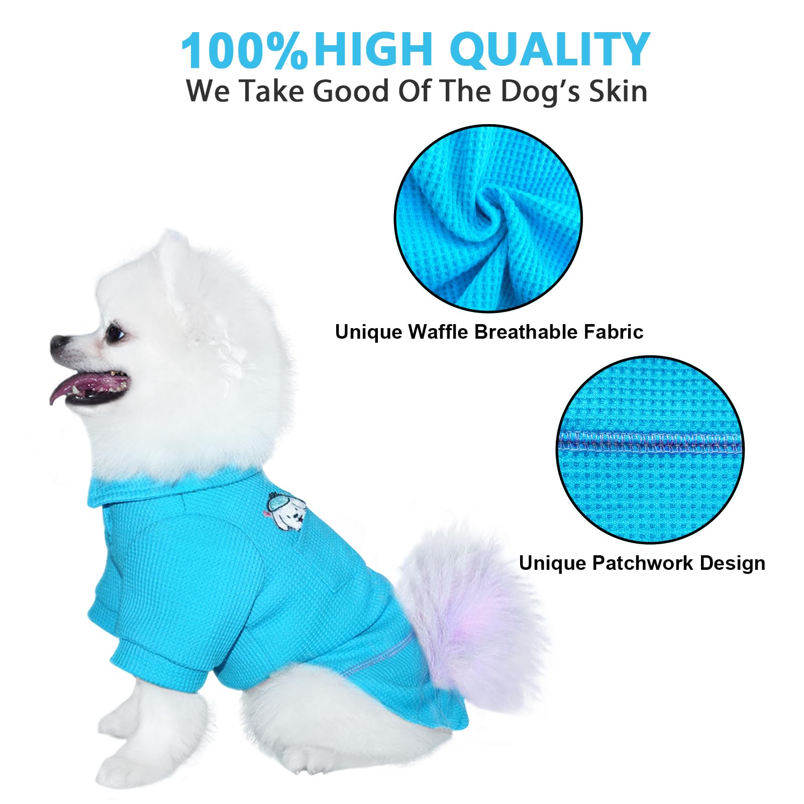 Dog T-Shirt with Sports Collar for Small & Medium Dogs - All Seasons Pet Clothing (Brilliant Blue, Size L) | Perfect for Daily Walks, Pet Parties & Outdoor Adventures
