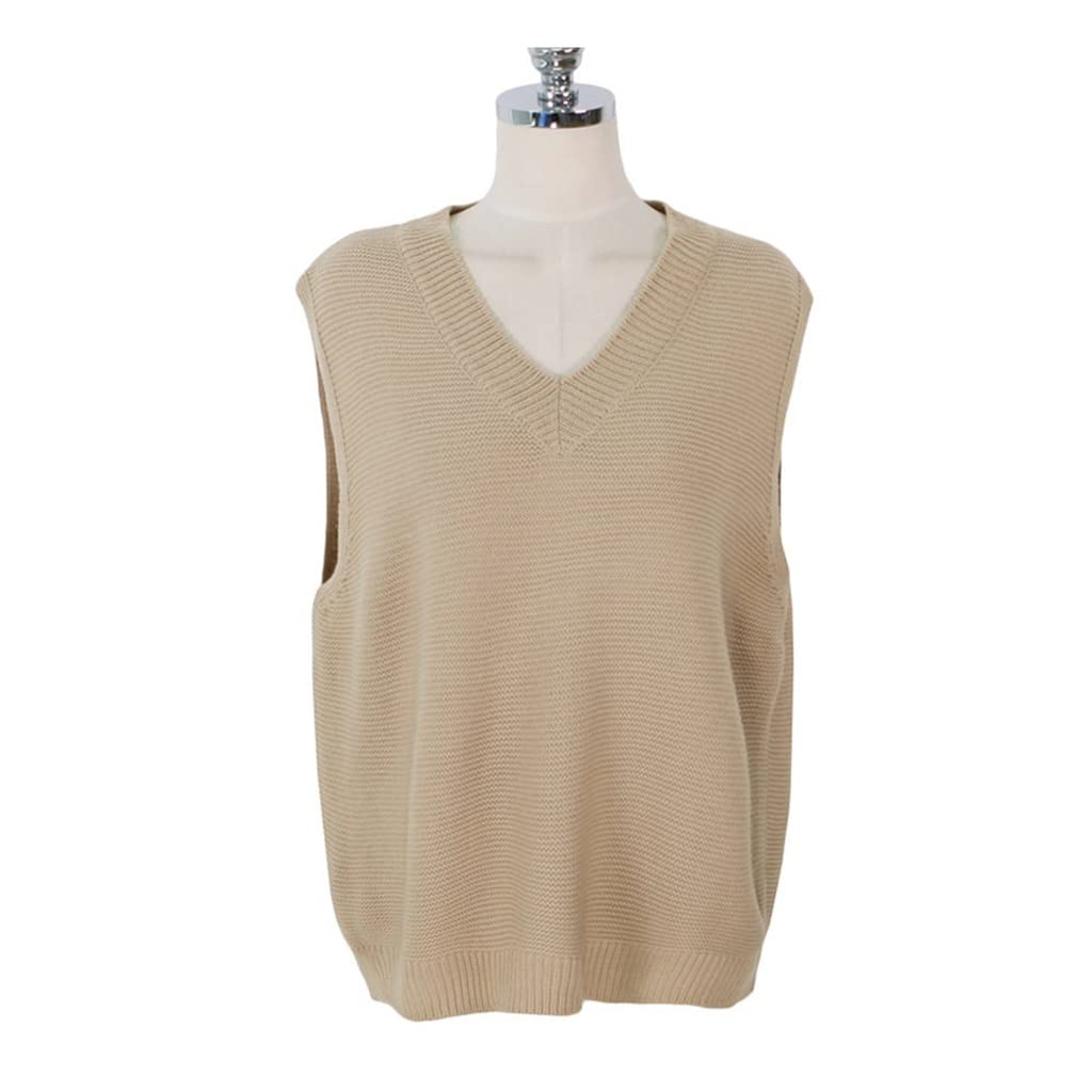 EEKLSJ Women's V-Neck Knitted Vest - Pure Color Elegant Casual Cardigan for Autumn & Winter | Warm Layering Piece for Office, Outfits & Daily Wear (Color: A, One Size)