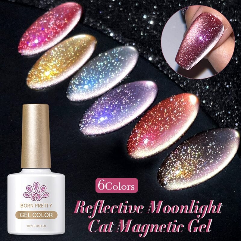 Reflective Moonlight Cat Magnetic Gel - 10ml Nail Polish for Night Glow & UV Protection - Perfect for Parties, Halloween & Nail Art Designs