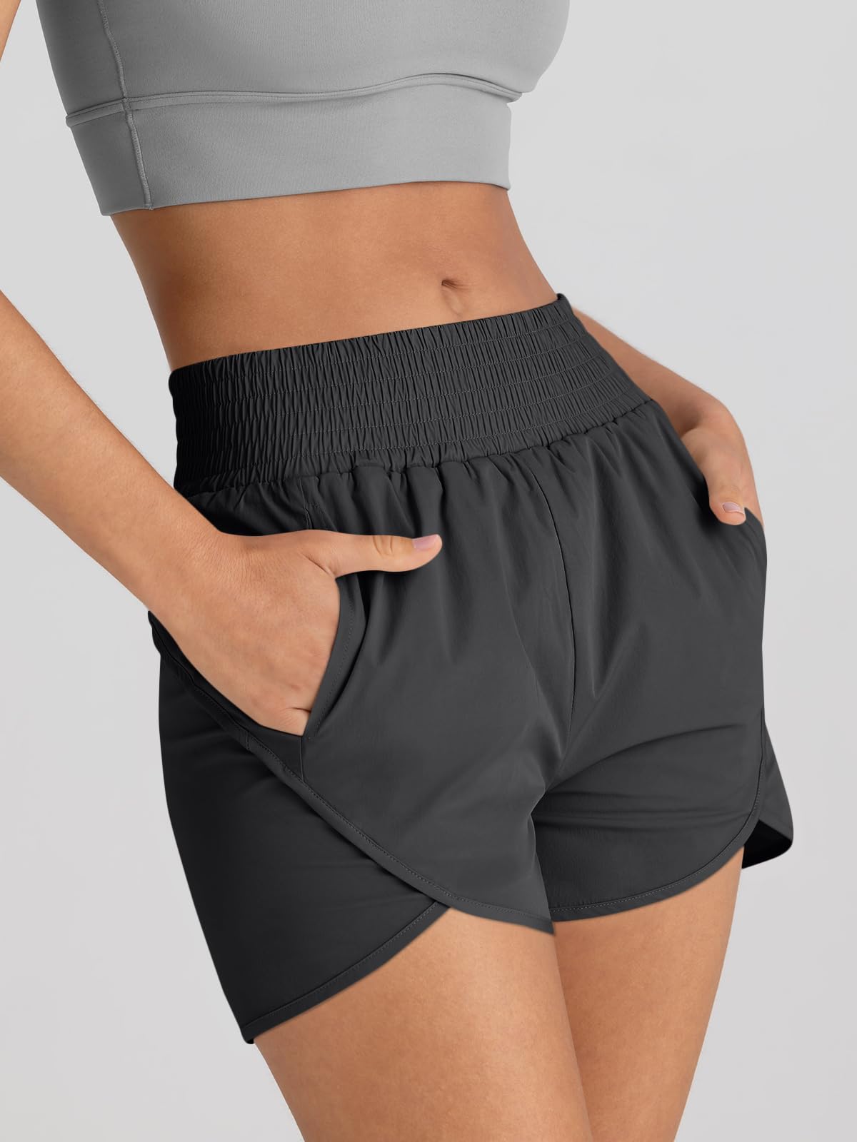 AUTOMET Women's High Waisted Athletic Shorts - Running, Gym Workout & Casual Sports Shorts with Pockets | Comfortable & Breathable for Yoga, Jogging & Outdoor Activities (2025)