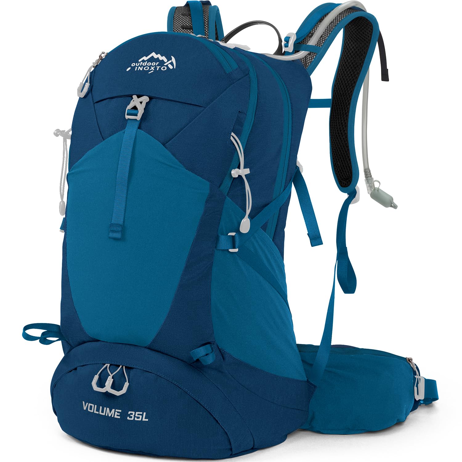 **35L Waterproof Hiking Backpack with 3L Hydration Bladder & Rain Cover - Lightweight Daypack for Men & Women - Perfect for Camping, Trekking & Outdoor Adventures (Blue)**