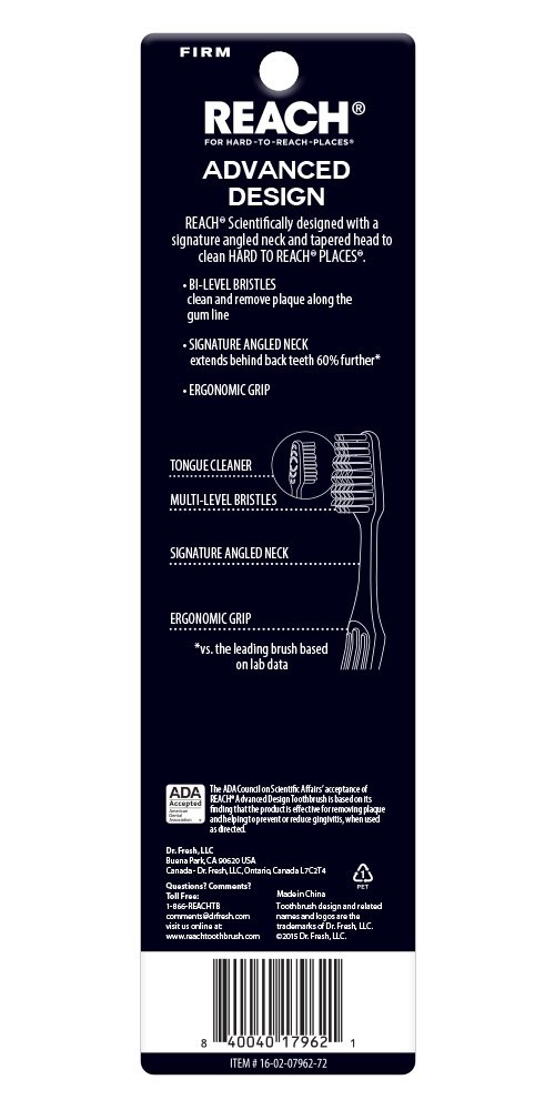 REACH Advanced Design Firm Toothbrushes - 3 Pack (Colors May Vary) - Perfect for Travel, Home & Office Use