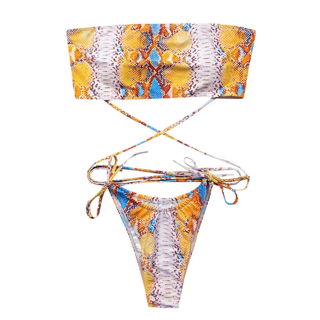 Sexy Brazilian Cut Snake Print Bikini Set - Halter Swimsuit Top & High Waist Bottom for Women - Perfect for Beach, Pool Party & Summer Vacation (Blue)