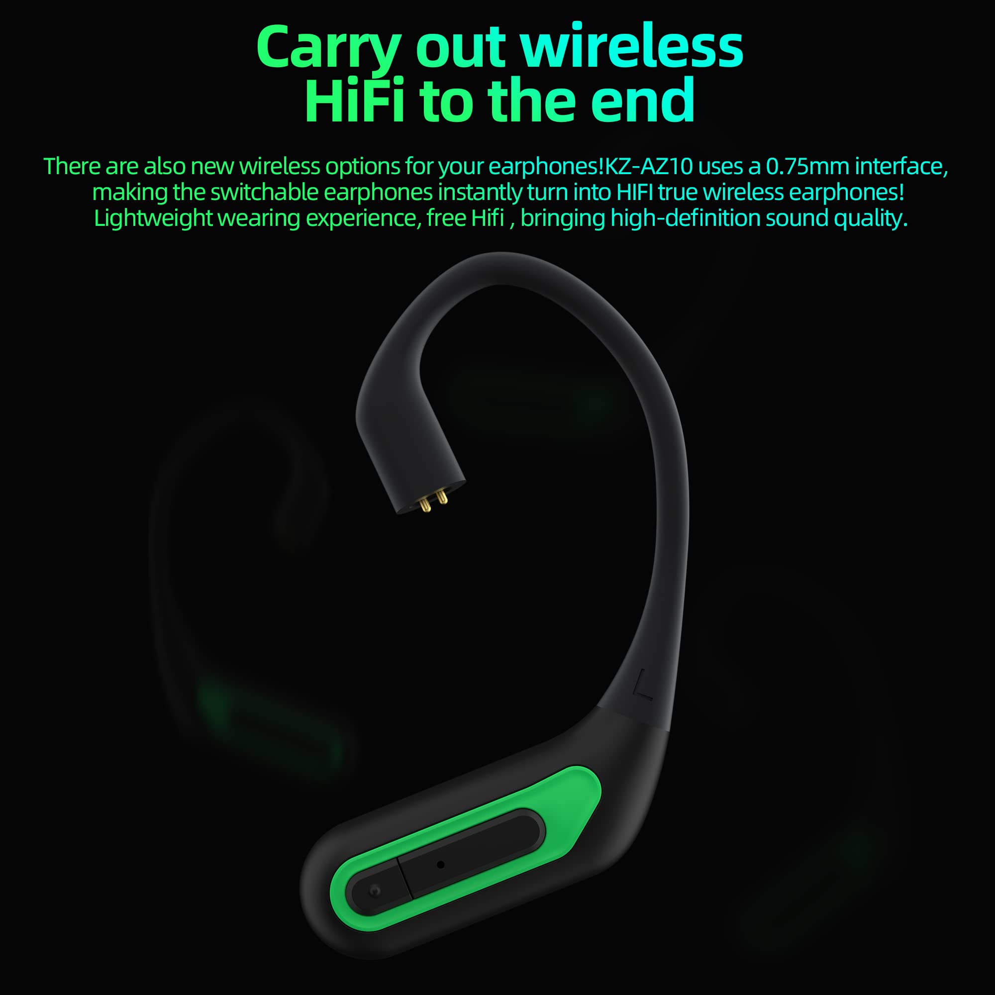 KZ AZ10 Wireless Bluetooth 5.2 Earbuds with Microphone, HiFi Stereo Sound, Secure Ear Hook Design, IPX5 Waterproof & Noise Cancelling Headphones for iPhone Android - Perfect for Running, Gym Workouts & Travel