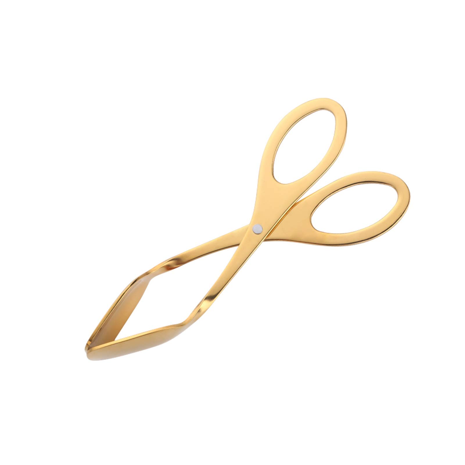 Stainless Steel Kitchen Tongs - Gold Flatware Scissors for BBQ, Grilling, Baking Bread, Eggs & Food Handling - Perfect for Cooking, Serving & Camping Outdoor Use